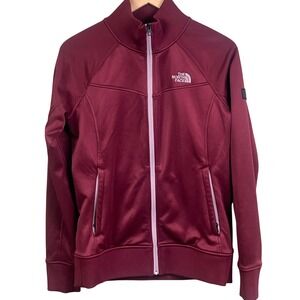 North Face Agave Red Full Zip Performance Bomber Track Jacket Medium Woman's